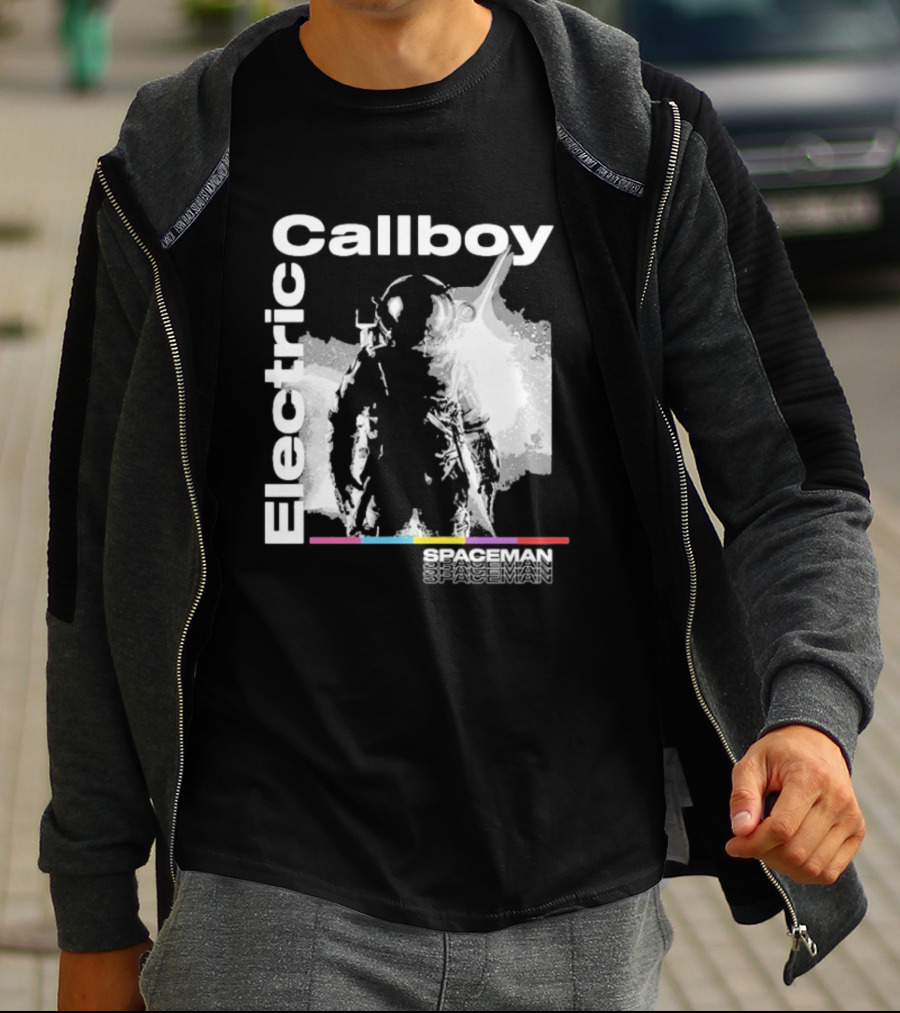 Electric Callboy Spaceman Cover Rainbow Text Starman Silhouette T-Shirt