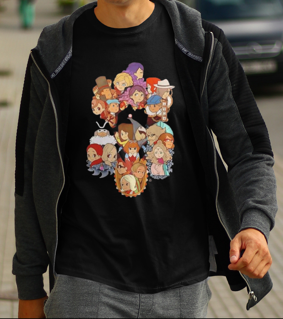 Professor Layton Every Puzzle Has An Answer With Iconic Character Collage T-Shirt