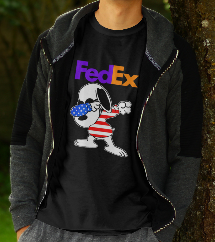 FedEx Snoopy Dabbing American Flag Icon T-Shirt