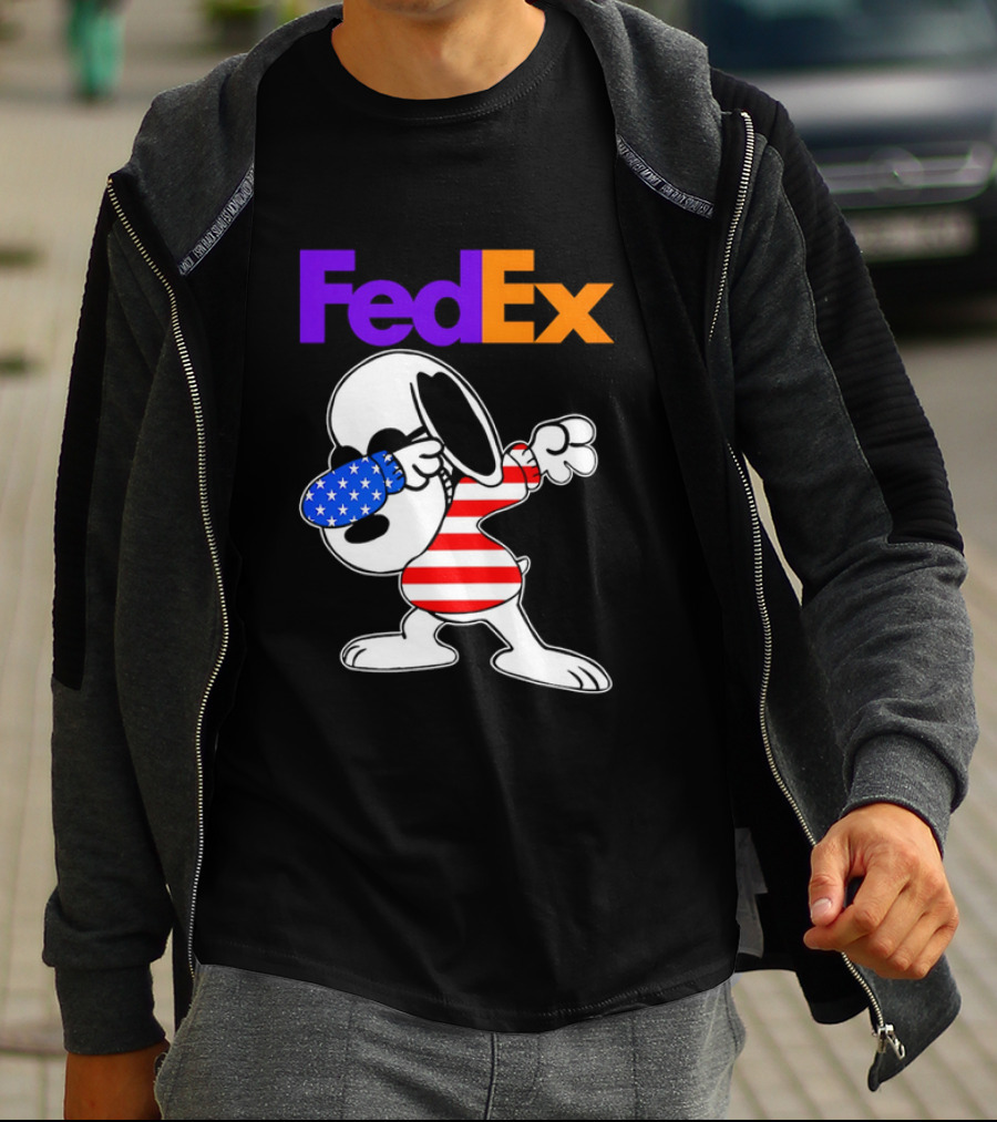 FedEx Snoopy Dabbing American Flag Icon T-Shirt