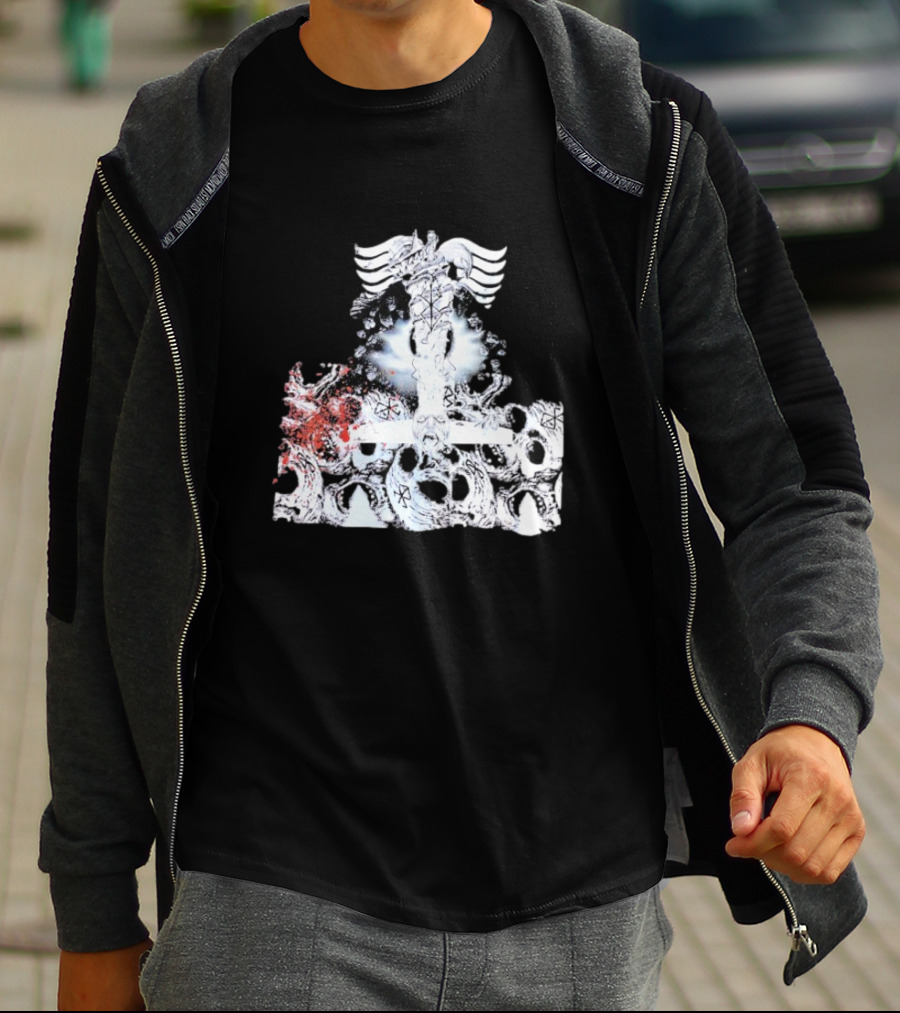 Ghost Supply Rare Rivalry Nordic Inspired Winged Cross And Serpent Motif T-Shirt