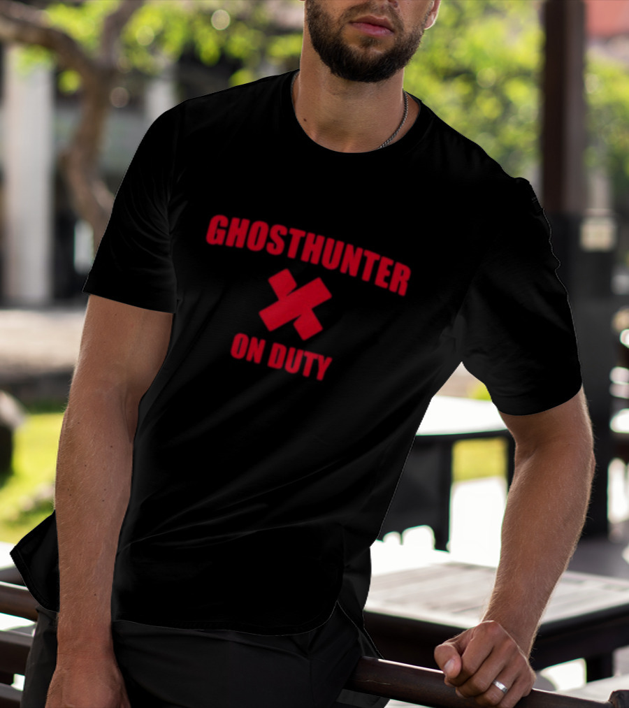 Ghosthunter On Duty Red Bold Font X Symbol T-Shirt