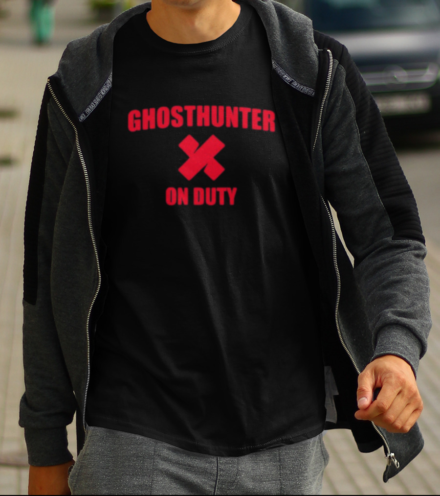 Ghosthunter On Duty Red Bold Font X Symbol T-Shirt