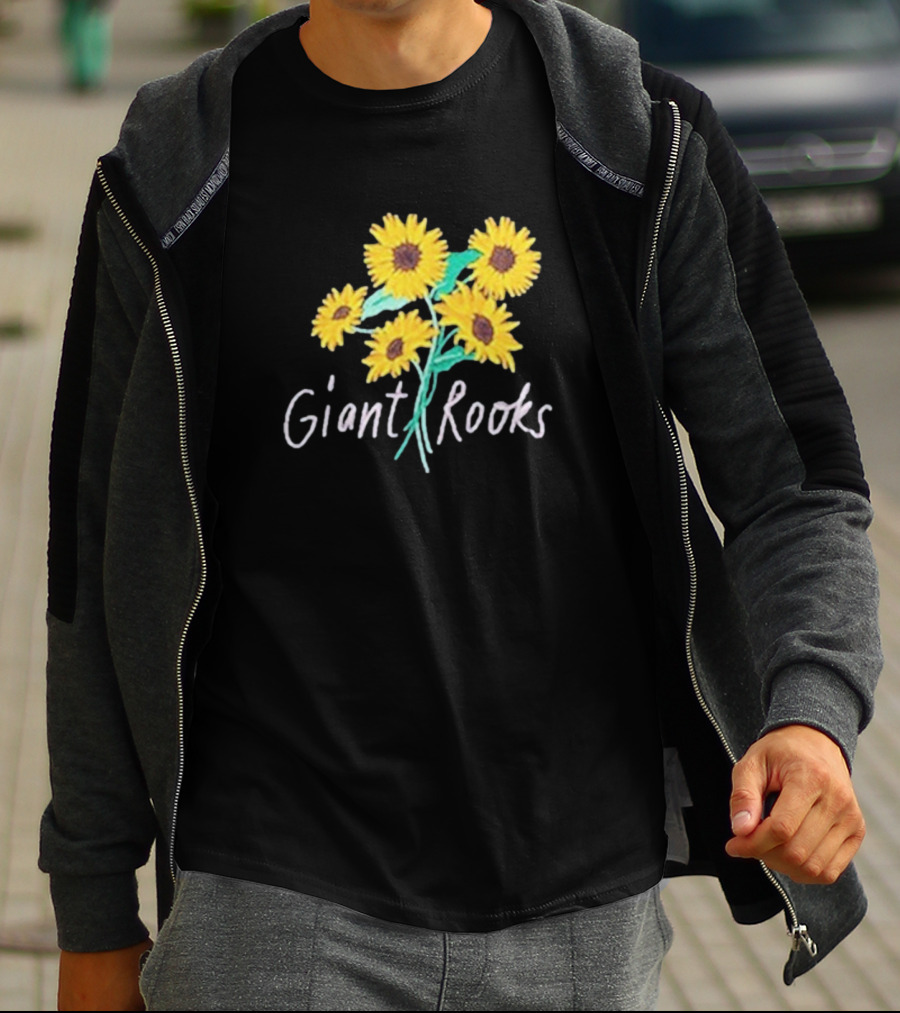 Giant Rooks Sunflower Bouquet Pink Skies T-Shirt