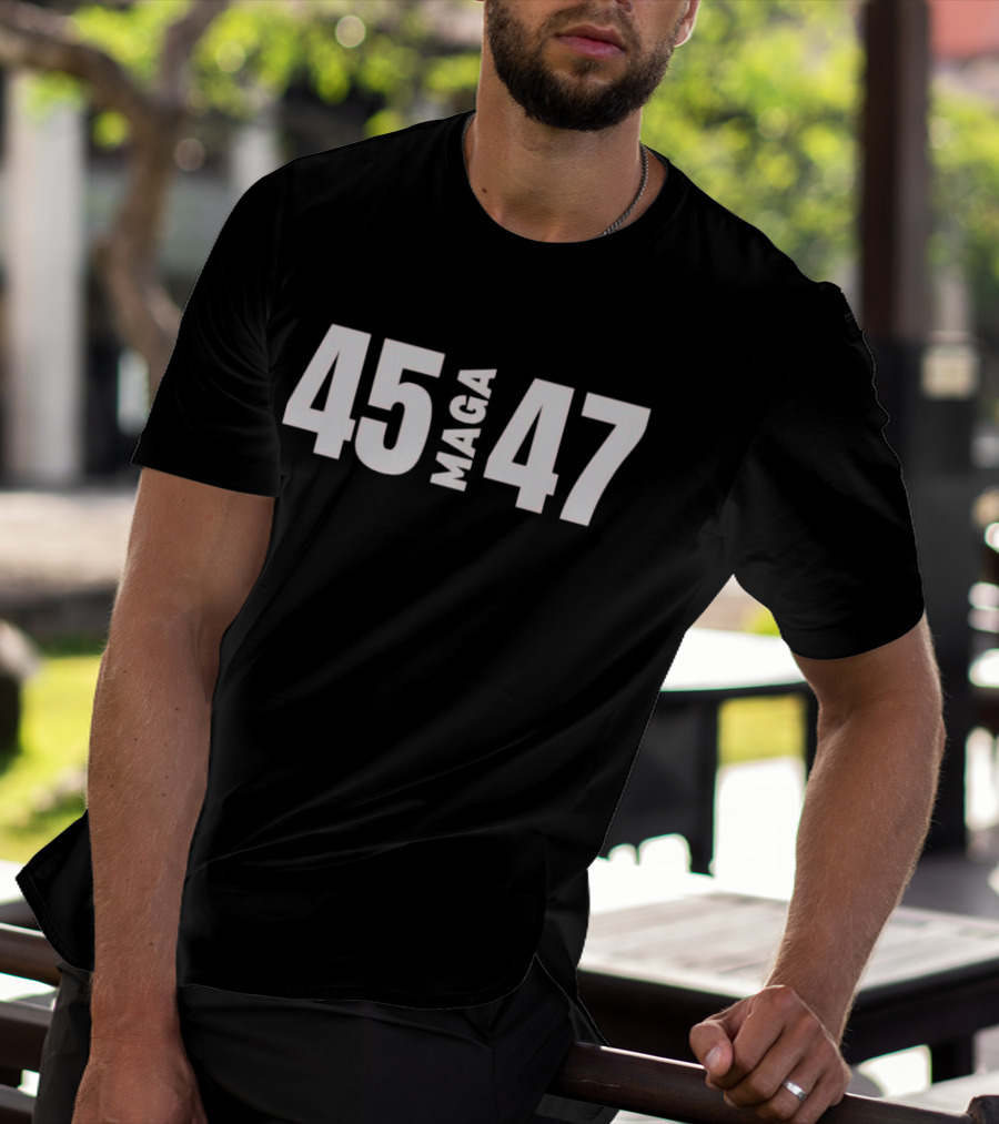 45 MAGA 47 White Bold Text Minimalist T-Shirt