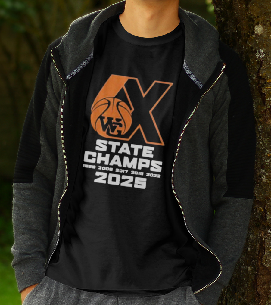 6X WG State Champs 2025 With Basketball Graphic T-Shirt