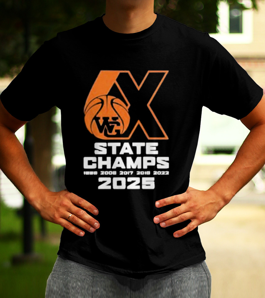 6X WG State Champs 2025 With Basketball Graphic T-Shirt