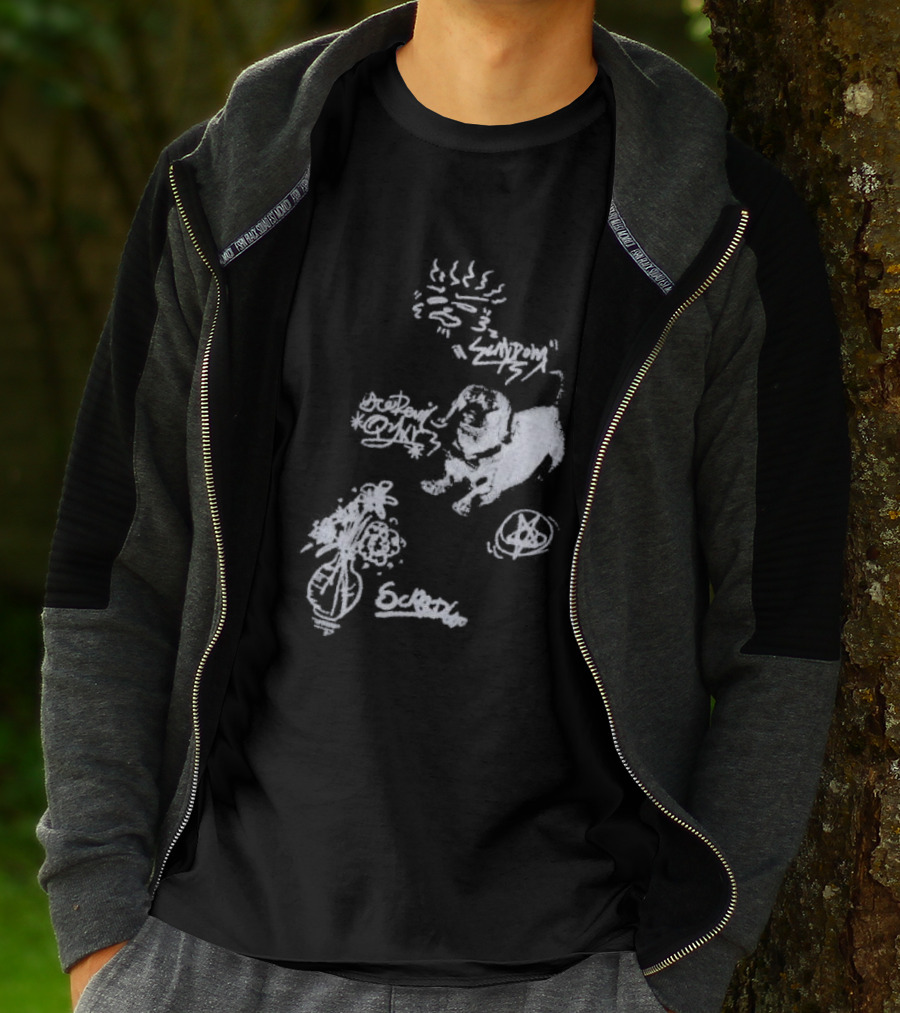 Aelfric Eden Graffiti Dog Flower Crown Art Doodle T-Shirt