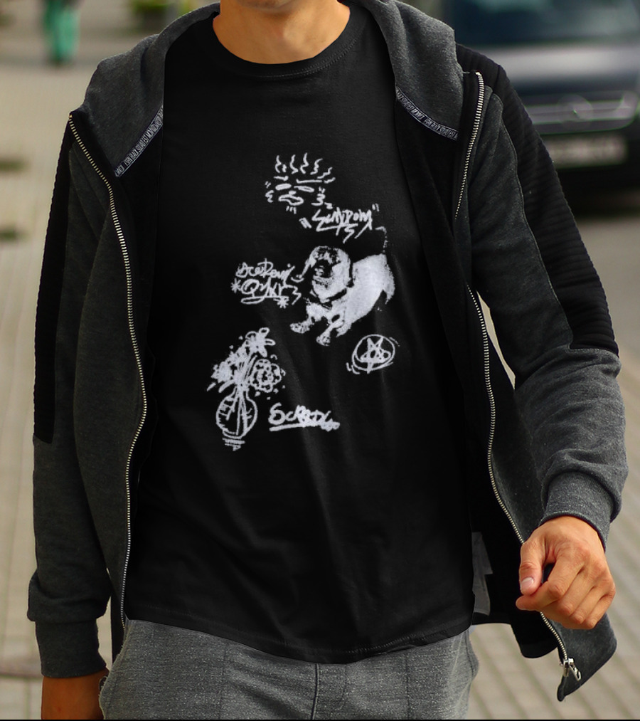 Aelfric Eden Graffiti Dog Flower Crown Art Doodle T-Shirt