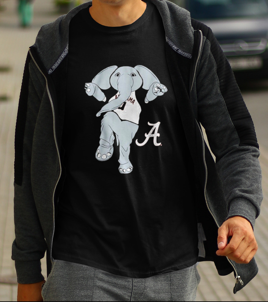 Alabama Crimson Tide Big Al Elephant Mascot Dancing With Script A Initial T-Shirt