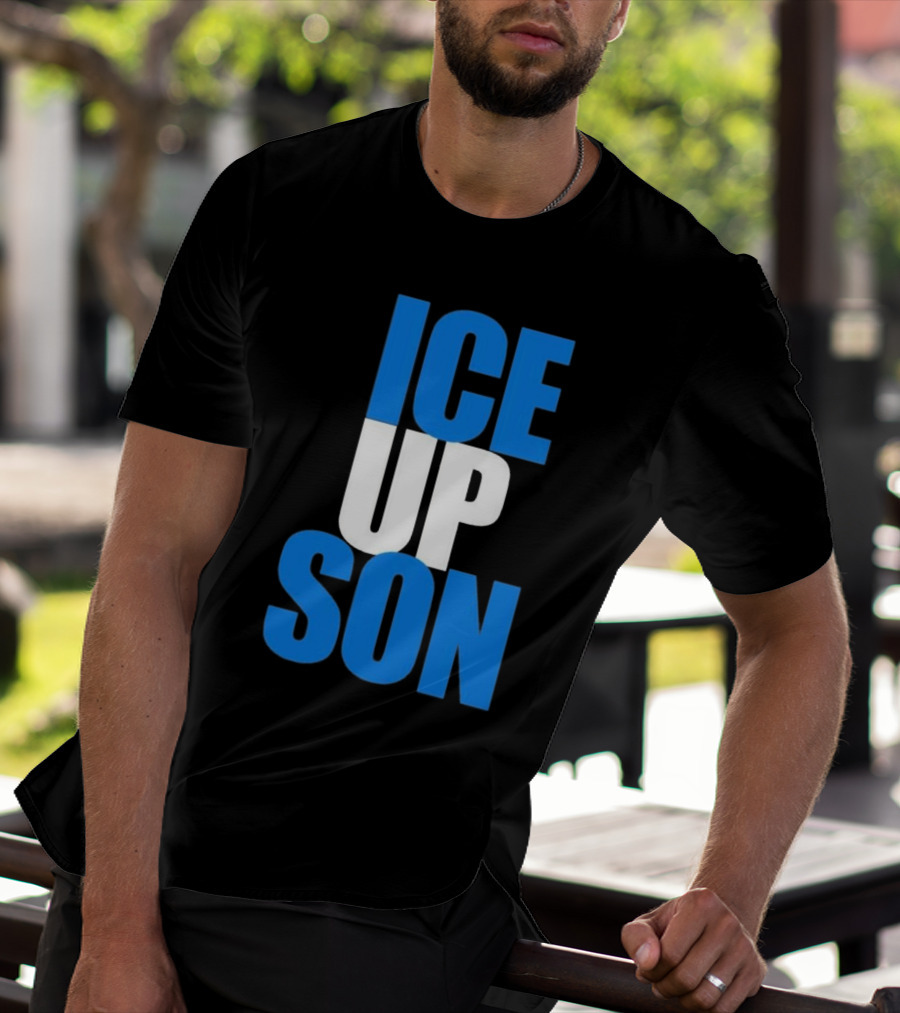 Albert Breer Ice Up Son Bold Blue And White Text T-Shirt
