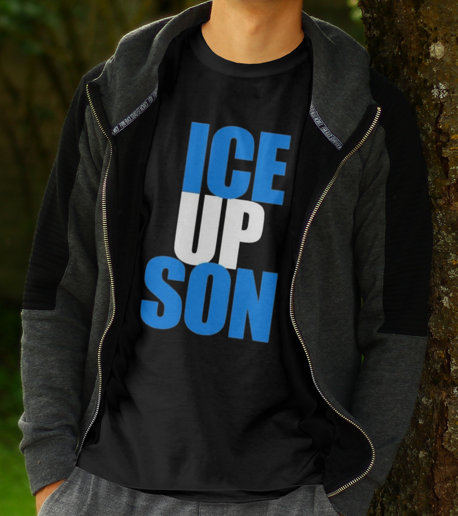 Albert Breer Ice Up Son Bold Blue And White Text T-Shirt