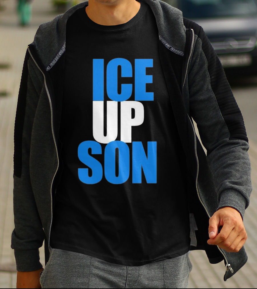 Albert Breer Ice Up Son Bold Blue And White Text T-Shirt