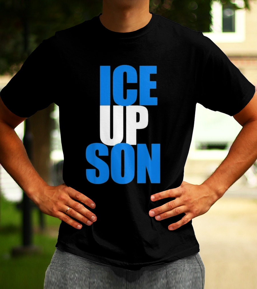 Albert Breer Ice Up Son Bold Blue And White Text T-Shirt