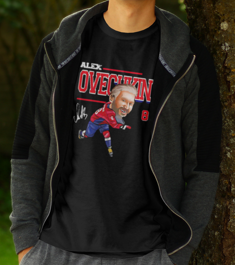 Alex Ovechkin Washington Capitals NHL Vintage Cartoon Signature 8 T-Shirt