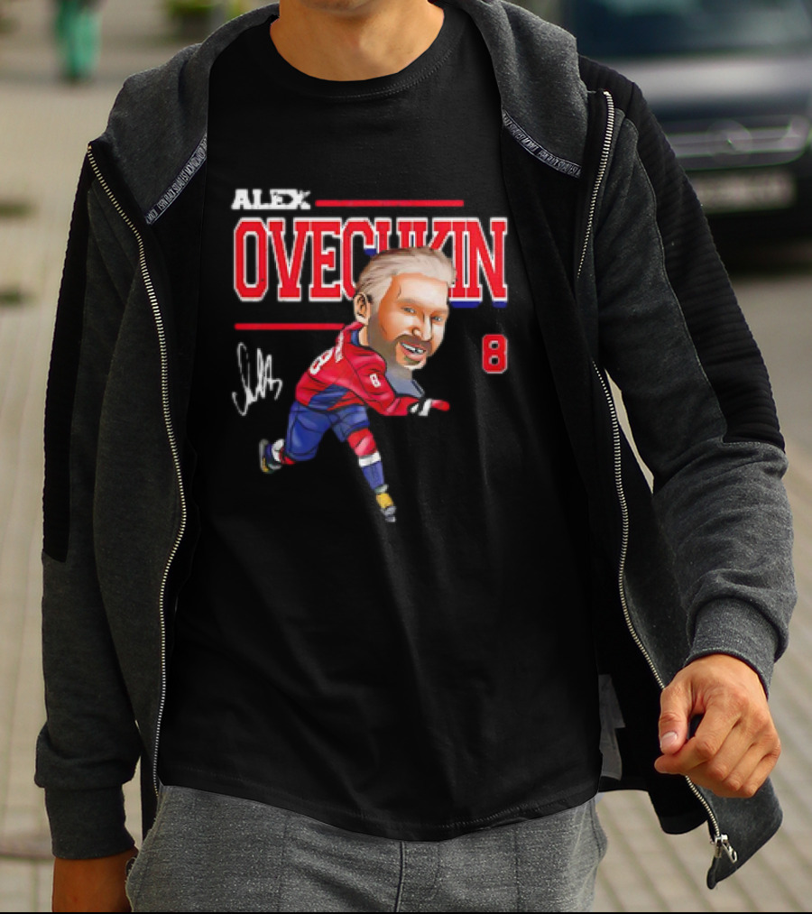Alex Ovechkin Washington Capitals NHL Vintage Cartoon Signature 8 T-Shirt