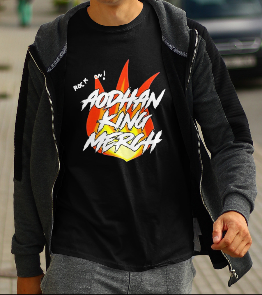 Aodhan King Rock On Flames Merch T-Shirt