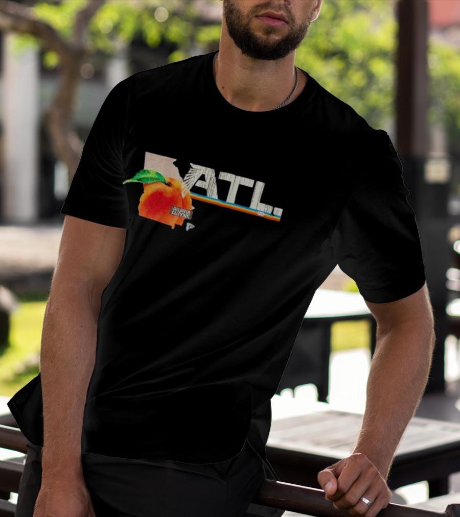 ATL Atlanta Falcons 2025 NFL Draft Peach Georgia Map Icon T-Shirt