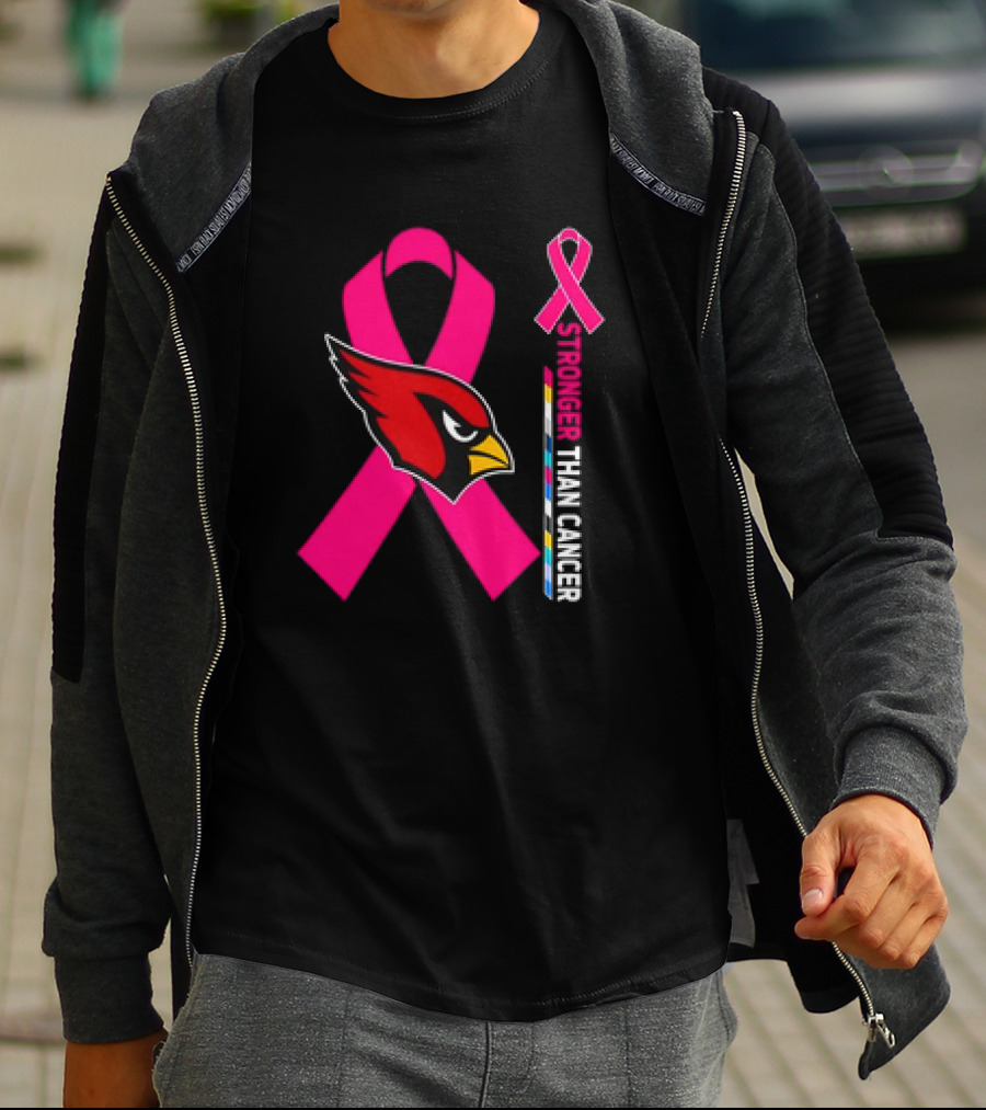 Arizona Cardinals Stronger Than Cancer Awareness Pink Ribbon T-Shirt