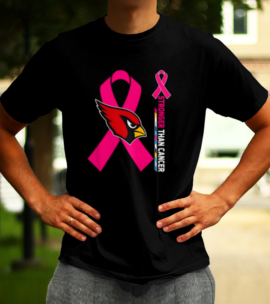 Arizona Cardinals Stronger Than Cancer Awareness Pink Ribbon T-Shirt