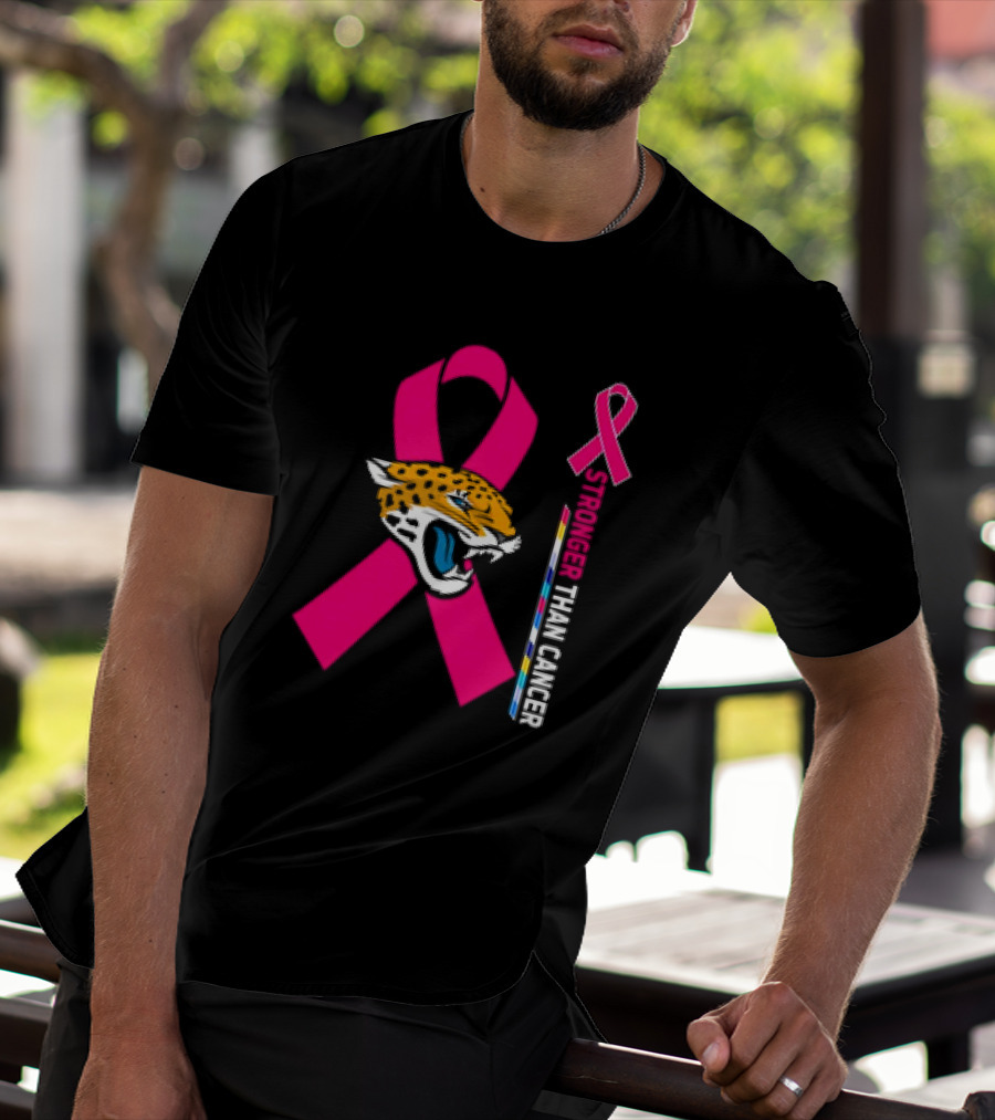 Awareness Stronger Than Cancer Pink Ribbon Jacksonville Jaguars T-Shirt