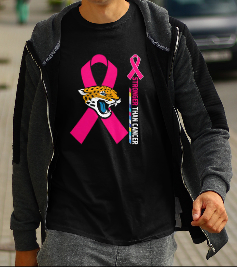 Awareness Stronger Than Cancer Pink Ribbon Jacksonville Jaguars T-Shirt