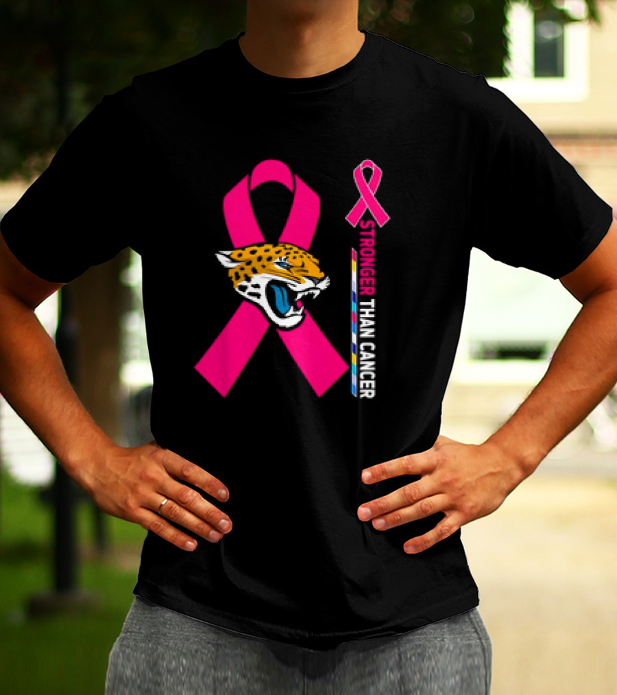 Awareness Stronger Than Cancer Pink Ribbon Jacksonville Jaguars T-Shirt