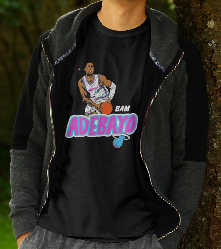 Bam Adebayo Miami Heat Retro Style Caricature With Basketball T-Shirt