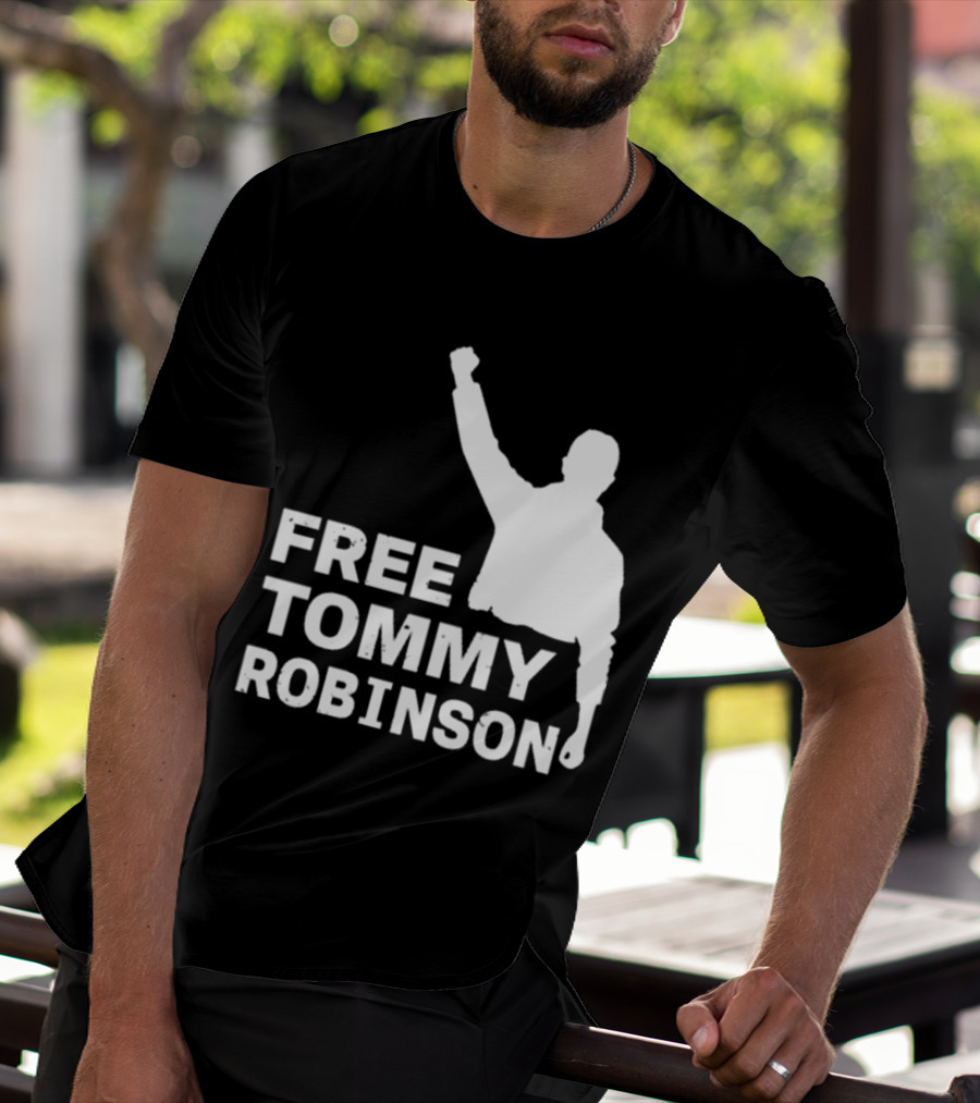 Free Tommy Robinson Activist Silhouette Fist Raised T-Shirt