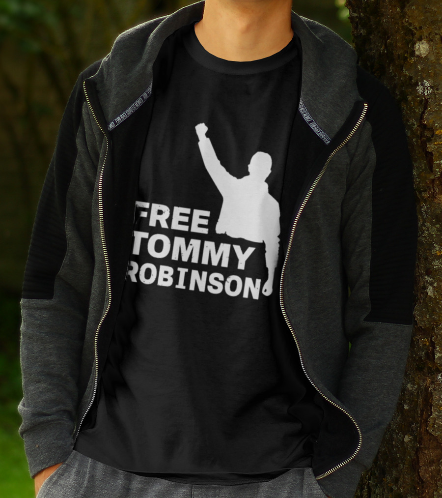 Free Tommy Robinson Activist Silhouette Fist Raised T-Shirt