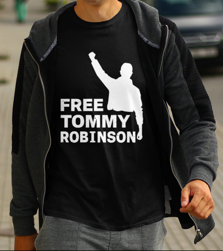 Free Tommy Robinson Activist Silhouette Fist Raised T-Shirt