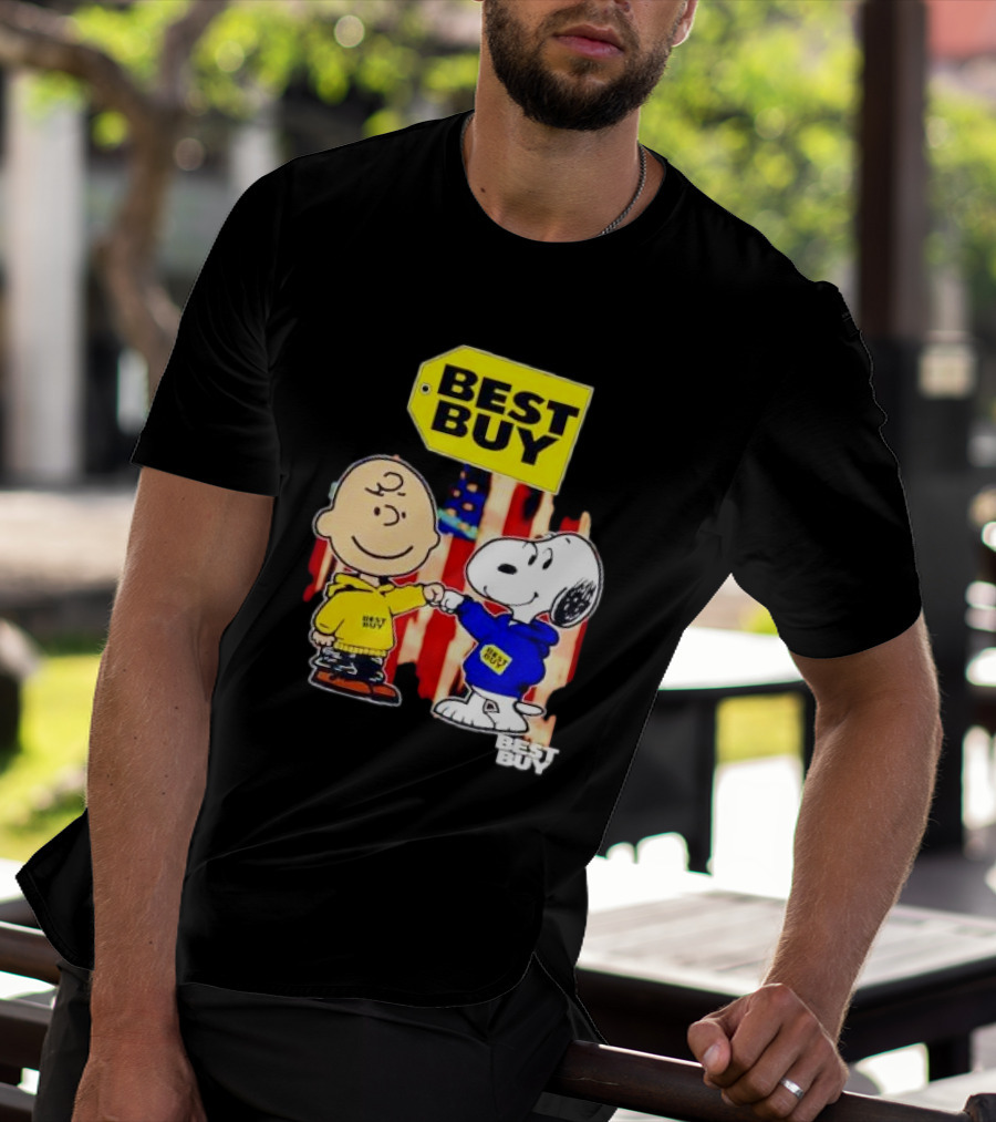 Best Buy Charlie Brown Snoopy Yellow Blue S Fist Bump T-Shirt