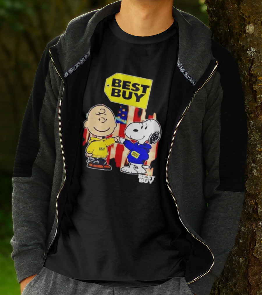 Best Buy Charlie Brown Snoopy Yellow Blue S Fist Bump T-Shirt