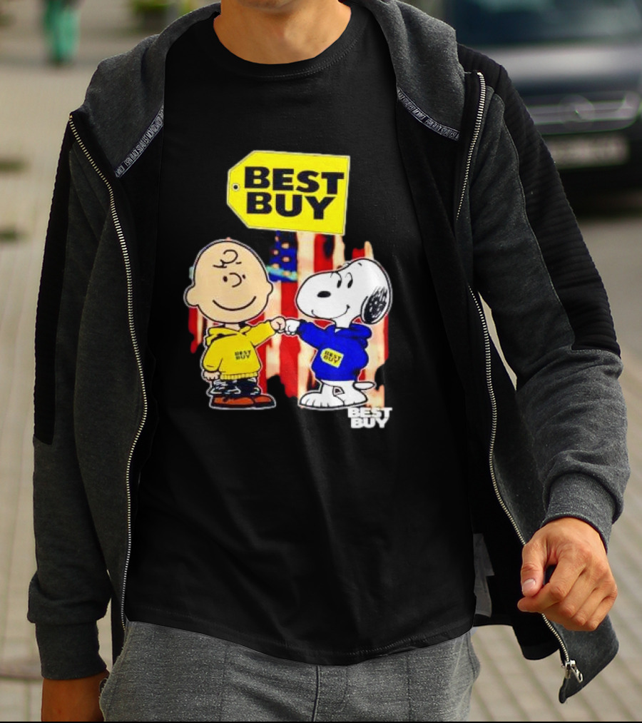 Best Buy Charlie Brown Snoopy Yellow Blue S Fist Bump T-Shirt