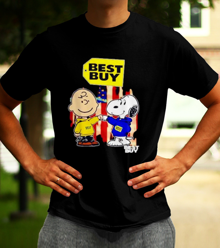 Best Buy Charlie Brown Snoopy Yellow Blue S Fist Bump T-Shirt
