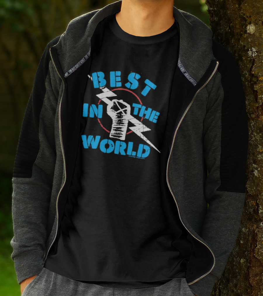 Best In The World Fist Lightning Bolt Circle T-Shirt