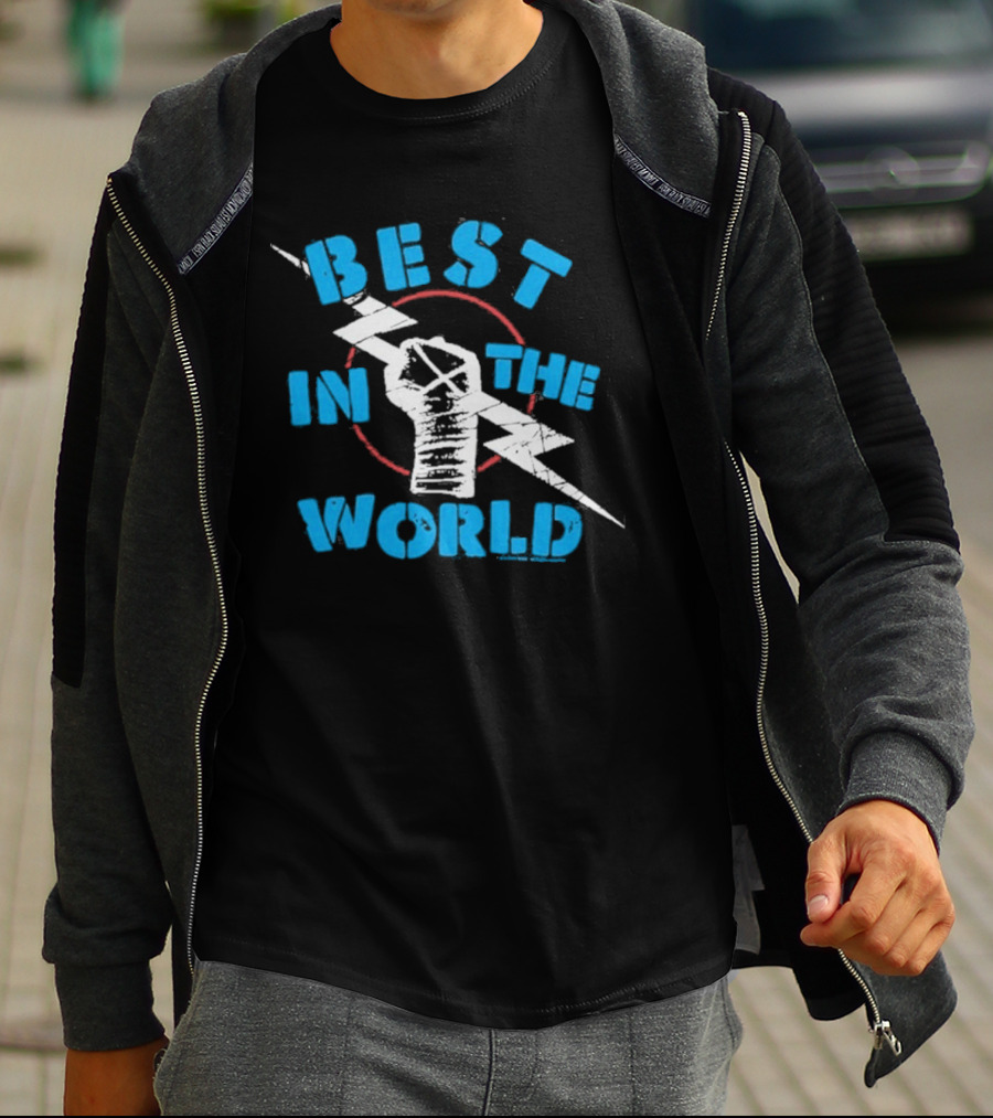 Best In The World Fist Lightning Bolt Circle T-Shirt