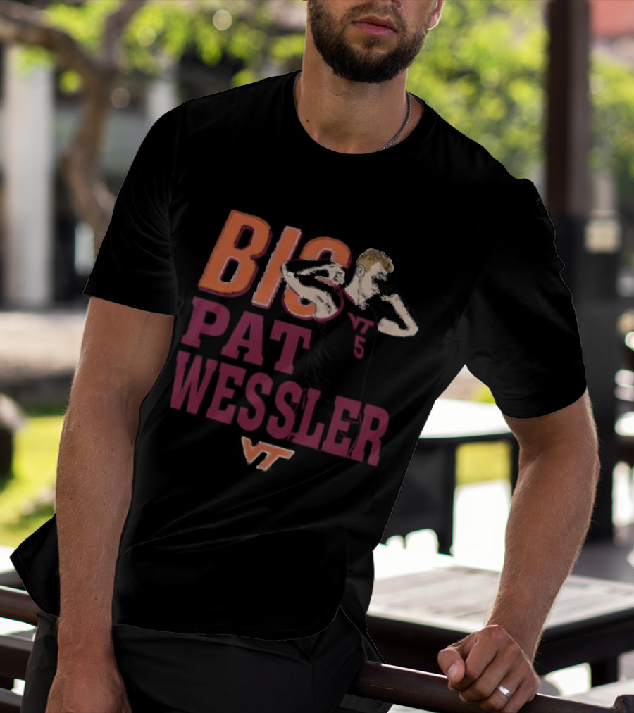 Big Pat Wessler VT Hokies Player Cartoon T-Shirt