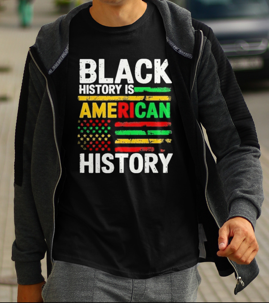 Black History Is American History Vintage Flag Design T-Shirt