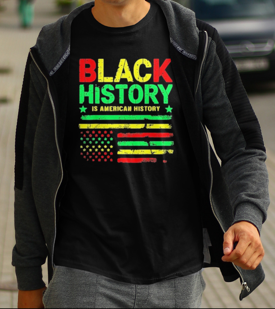 Black History Is American History Usa Flag T-Shirt