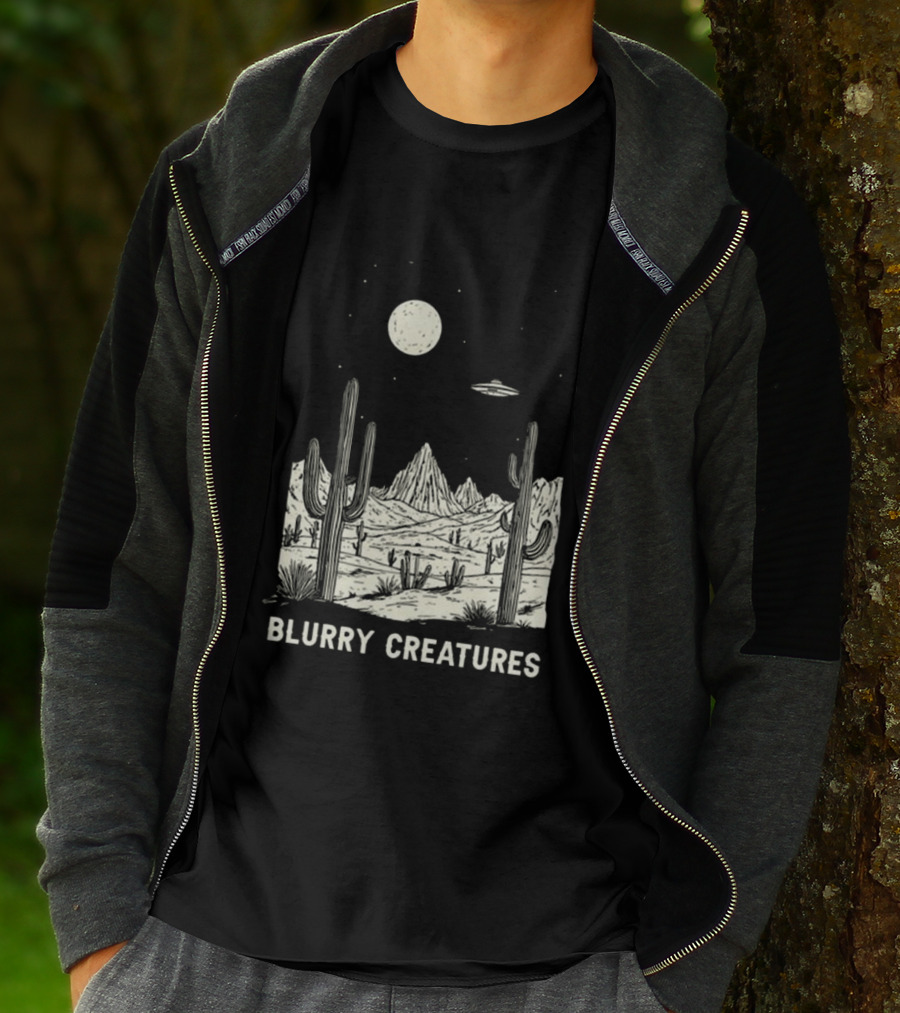 Blurry Creatures Desert Nights UFO Cactus Moon T-Shirt
