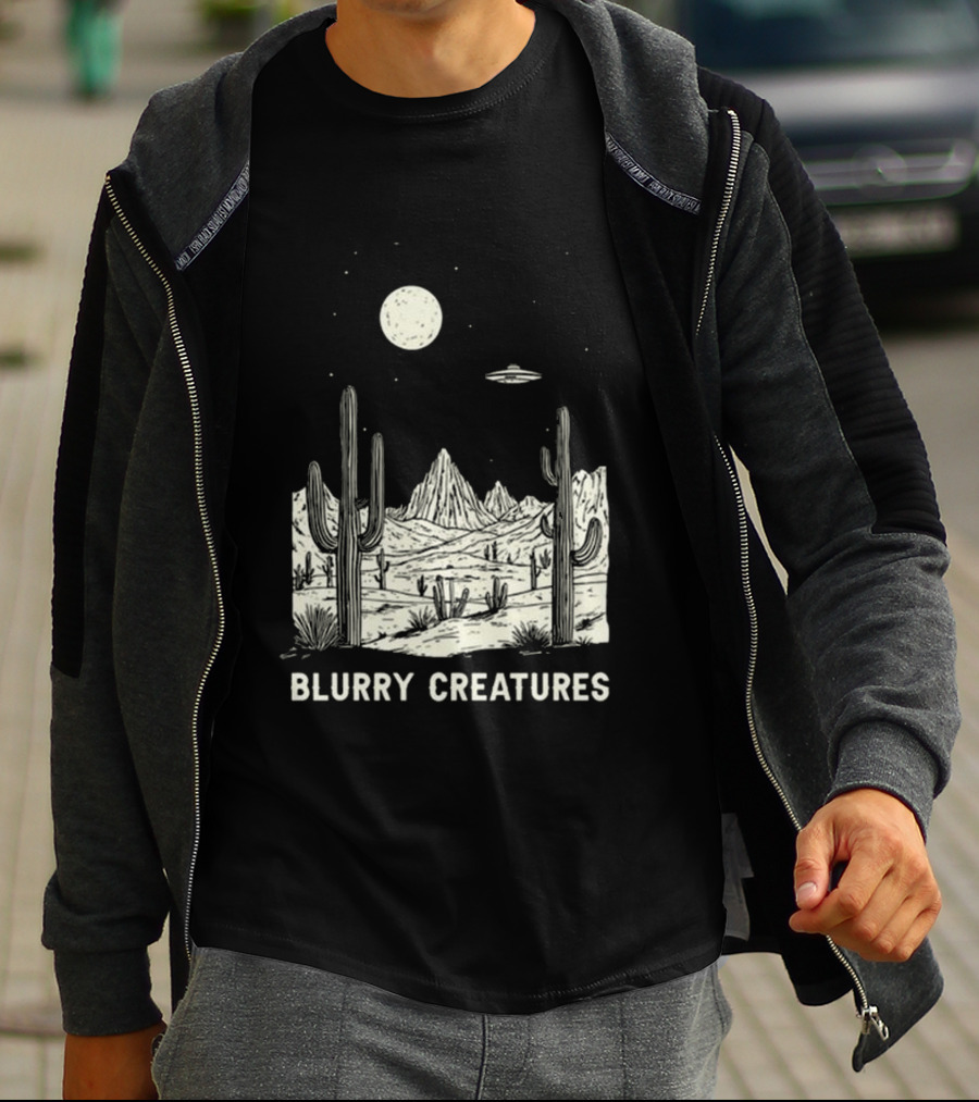 Blurry Creatures Desert Nights UFO Cactus Moon T-Shirt