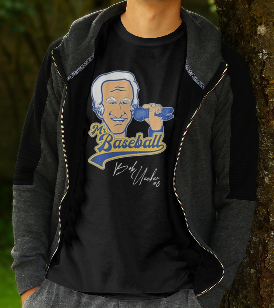 Mr Baseball Bob Uecker UECK Microphone Illustration T-Shirt
