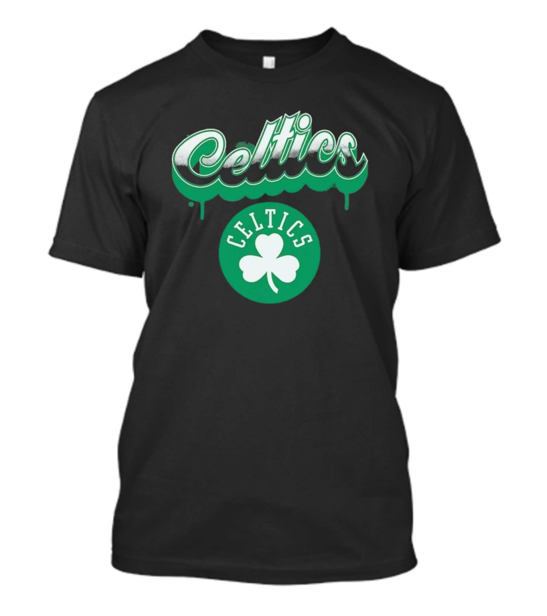 Boston Celtics Bubbly Script Green Clover Emblem T-Shirt