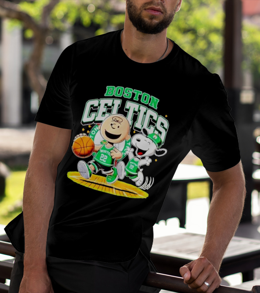 Boston Celtics Charlie Brown Snoopy Basketball Fan Fun T-Shirt