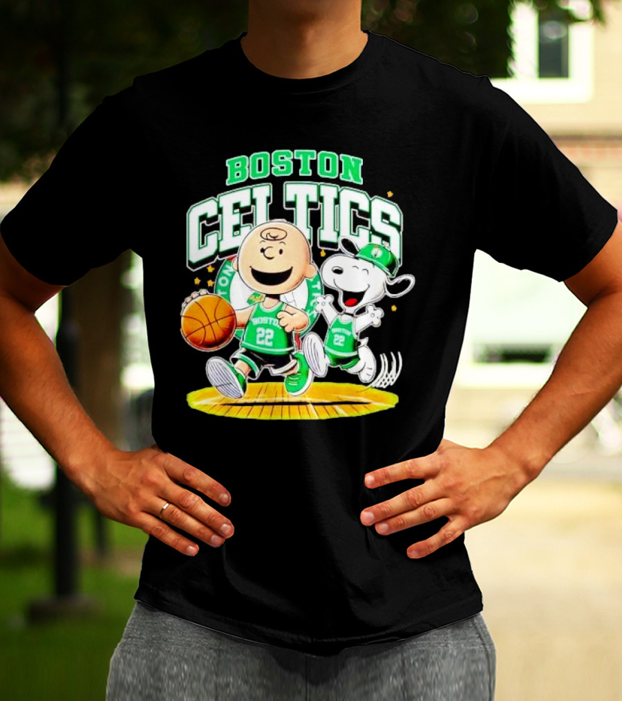Boston Celtics Charlie Brown Snoopy Basketball Fan Fun T-Shirt