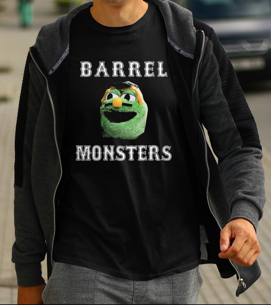 Barrel Monsters Boston Red Sox 2025 Green Furry Face T-Shirt