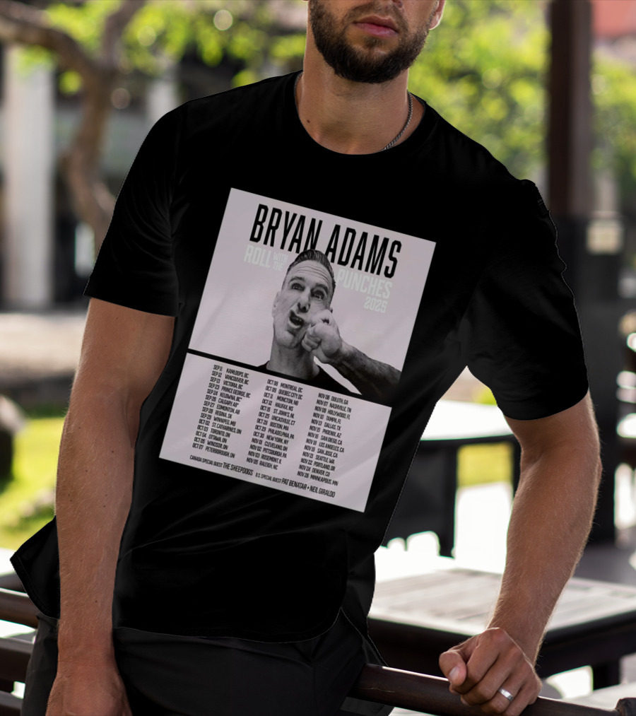 Bryan Adams Roll With The Punches 2025 North America Tour T-Shirt