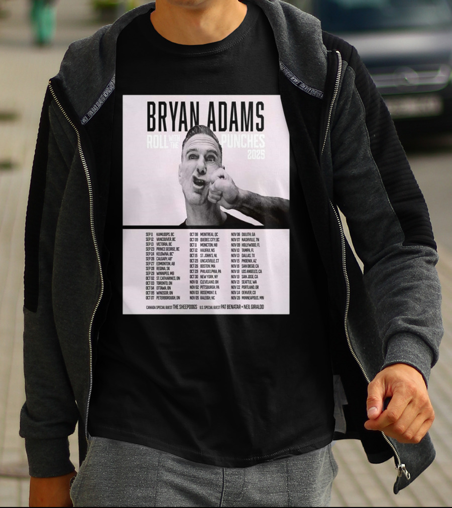 Bryan Adams Roll With The Punches 2025 North America Tour T-Shirt