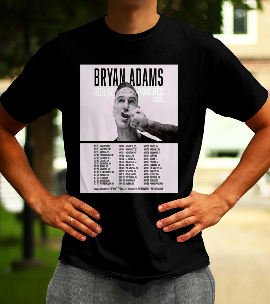 Bryan Adams Roll With The Punches 2025 North America Tour T-Shirt